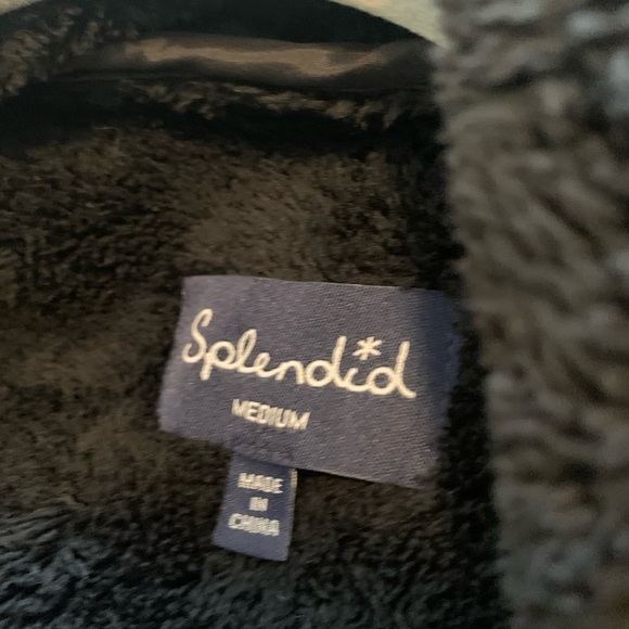 Splendid Mixed Media Teddy Wool Leather Wrap Jacket Size Medium - Picture 6 of 10